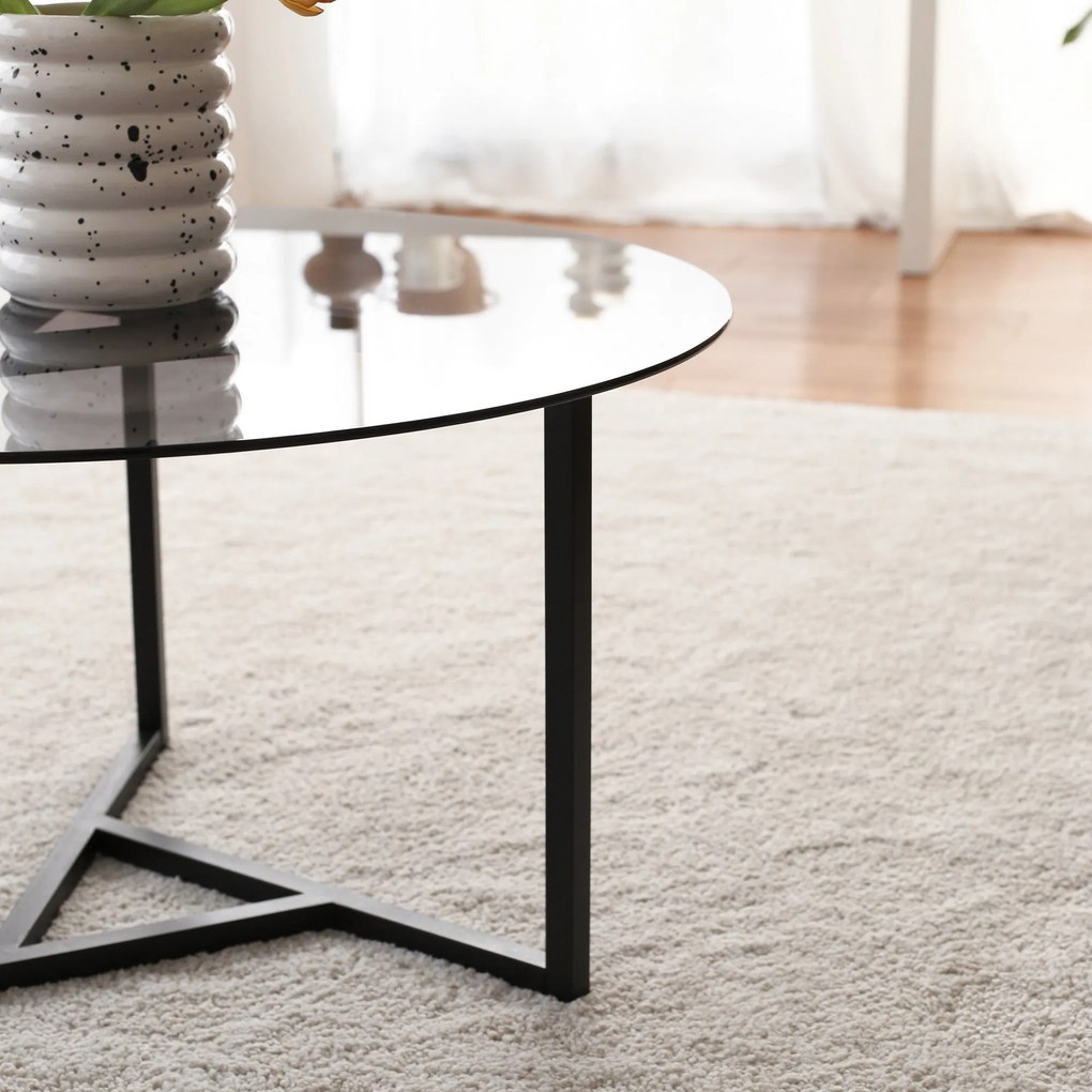 Mesa de Centro Trio Sehpa – Preto Fumê – 75x42x75 cm