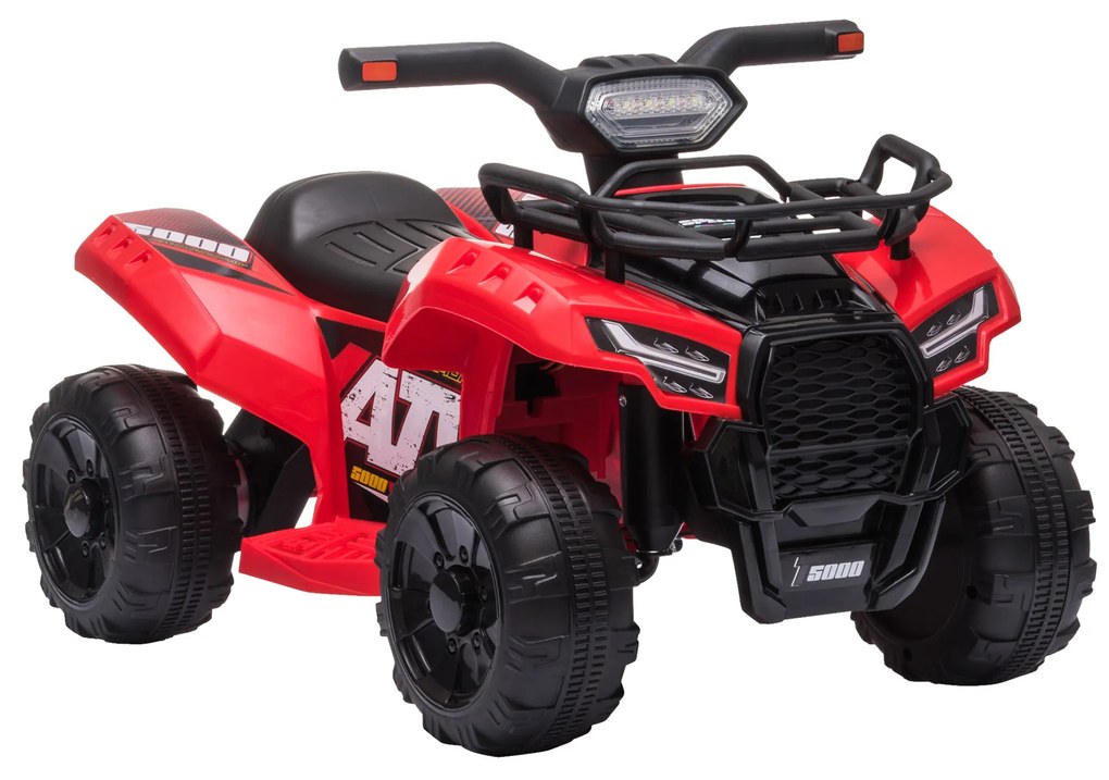 Quadriciclo Elétrico para Crianças de 18-36 Meses Veículo Elétrico a Bateria 6V Infantil com Faróis LED Velocidade 2km/h 66x44x42cm Vermelho