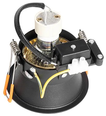 Foco embutido moderno preto com dourado rotativo e inclinável - Alloy Moderno