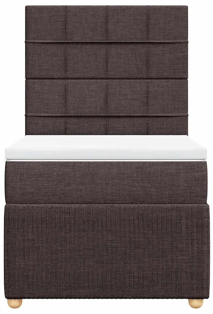 Cama com molas/colchão 100x200 cm tecido castanho-escuro