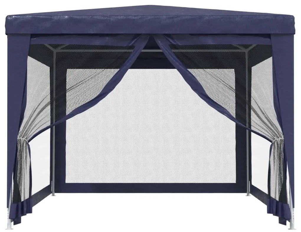 Tenda para festas c/ 4 paredes laterais em rede 3x4 m PEAD azul