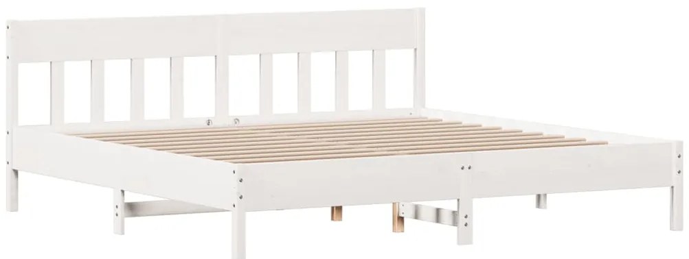 Cama sem colchão 200x200 cm madeira de pinho maciça branco