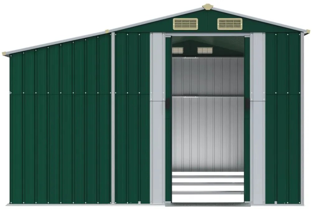 Abrigo de jardim 277x365,5x179 cm aço galvanizado verde