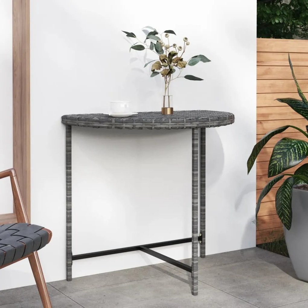 vidaXL Mesa de jardim 80x50x75 cm vime PE cinzento