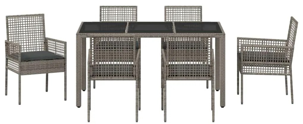 Conjunto de Jantar para Jardim 7 pcs Cinzeto 150 x 90 x 75 cm