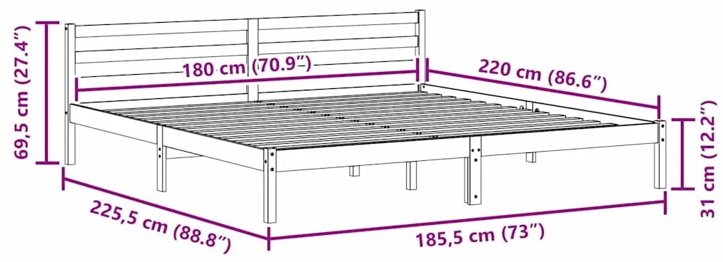 Cabeceira de Cama vidaXL 180x220 cm em Madeira Maciça de Pinho
