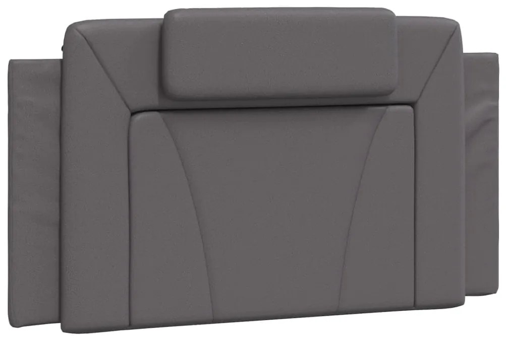 Estrutura cama c/ cabeceira 100x200cm couro artificial cinzento