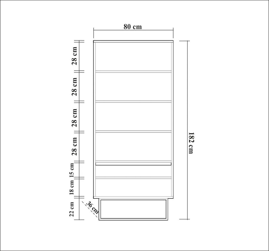Estante Rea – Nogueira e Preto – 80x182x36 cm