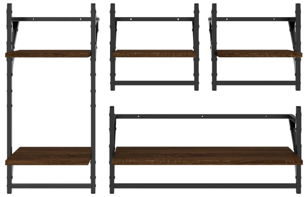 4 pcs prateleiras parede derivados de madeira carvalho castanho
