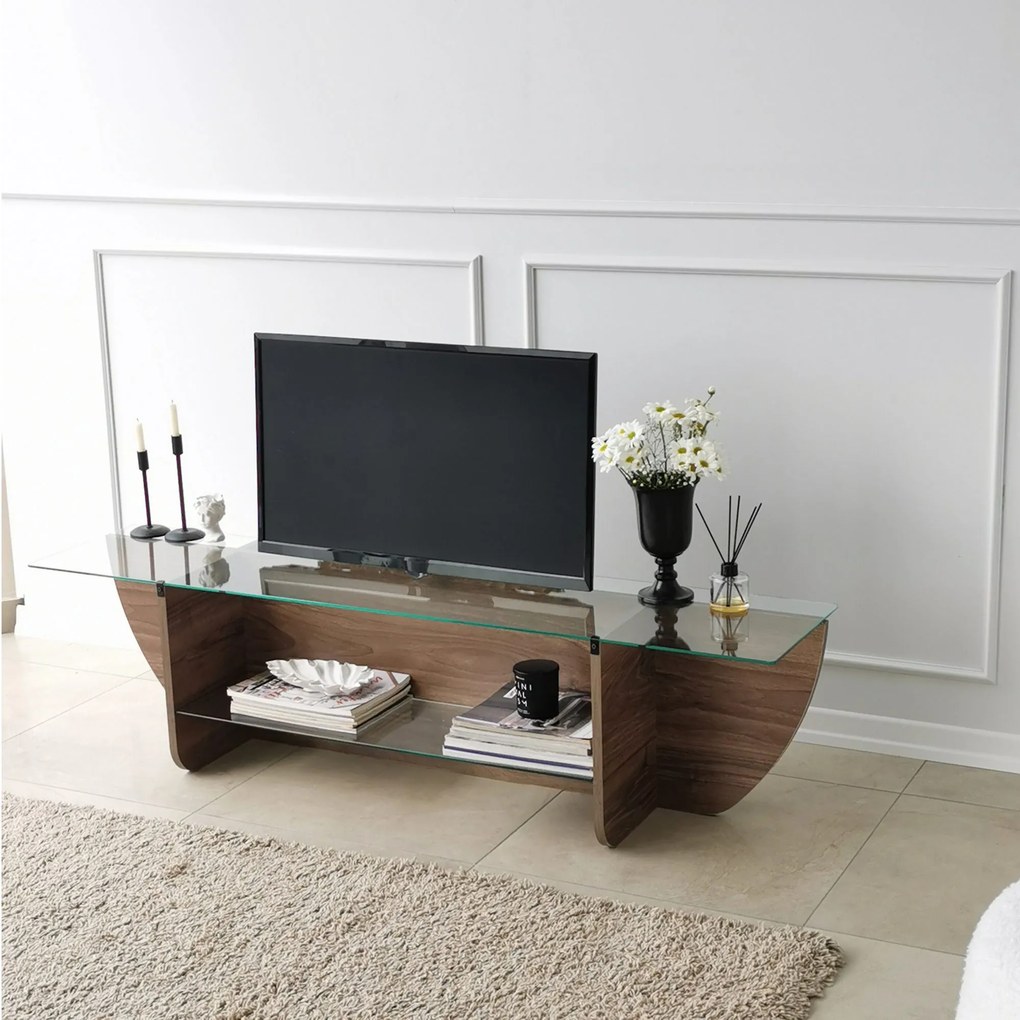 TV Stand Lily – Walnut – 158 cm x 40 cm x 35 cm