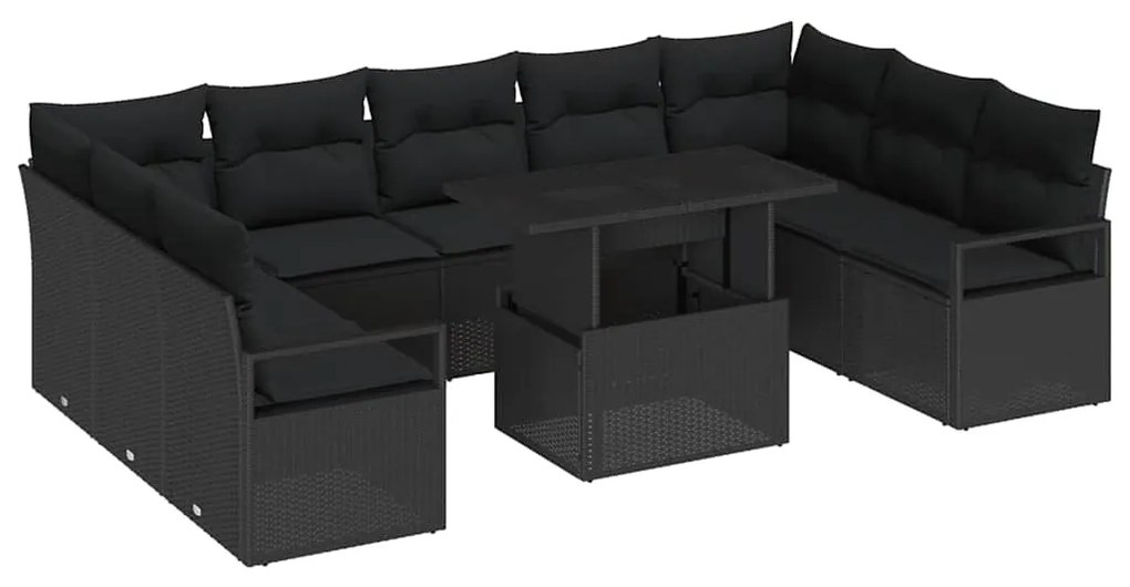 Conjunto de Sofás de Jardim vidaXL de 10 Peças com Almofadas de Polira