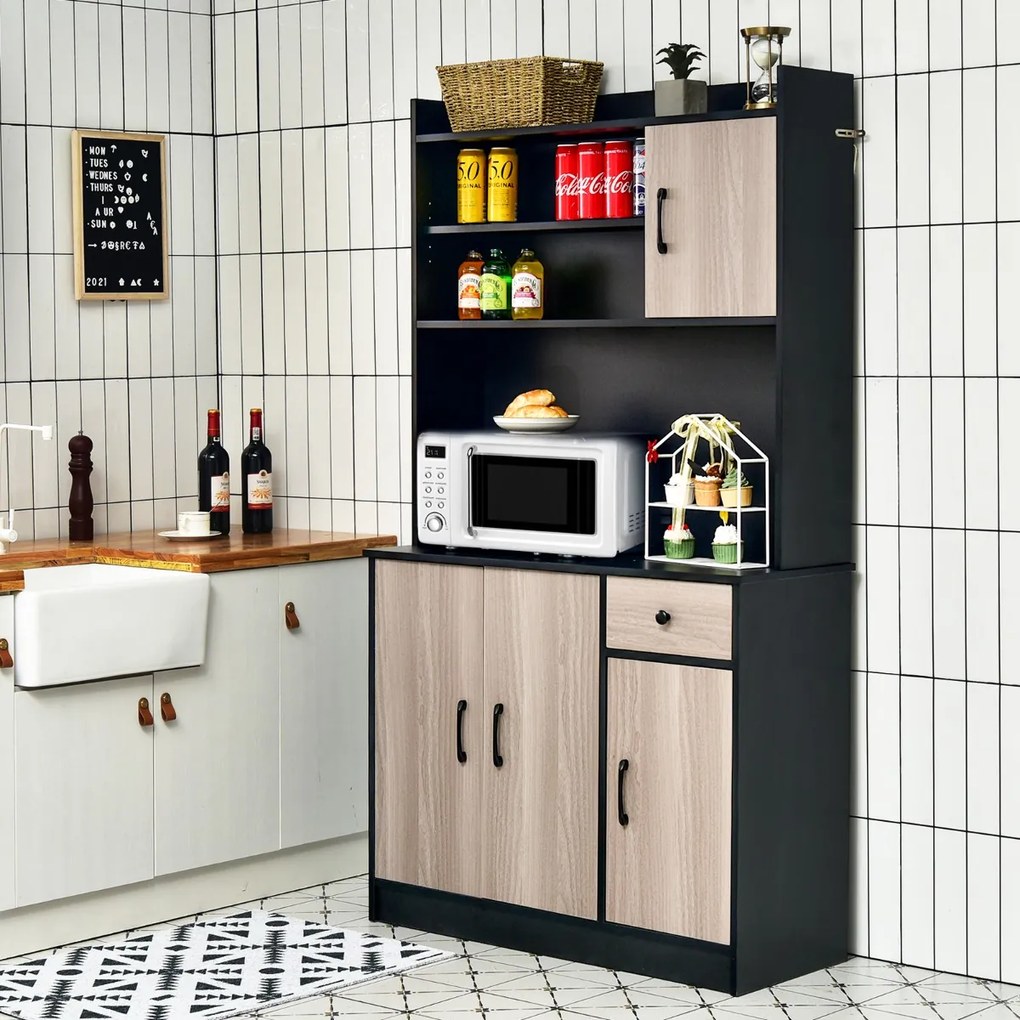 Armário de armazenamento tipo buffet de 4 portas com armário para cozinha