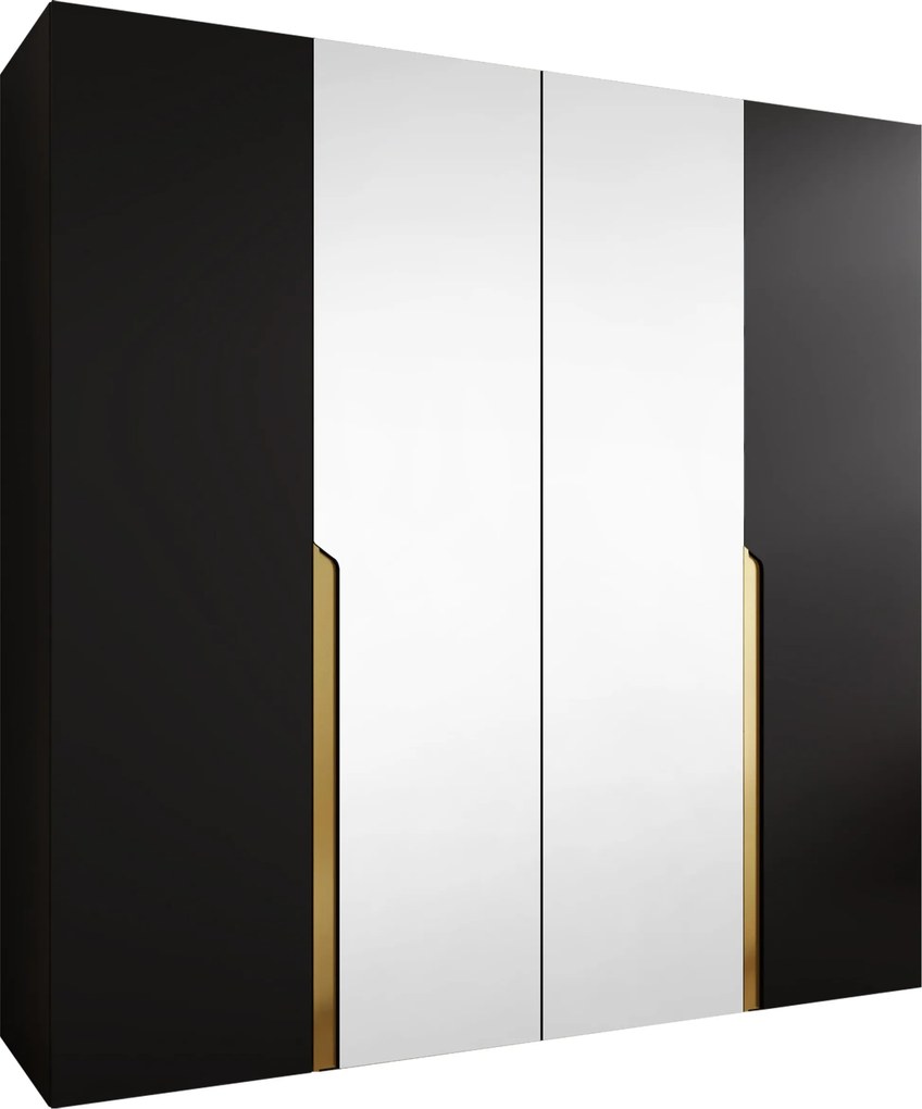 Roupeiro Hartford 586, Preto, Dourado, 202x200x52cm, 135.3 kg, Portas para roupeiro: Com dobradiças