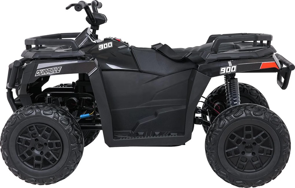 Moto 4 eletrica Crianças ATV WOLF 24V 4x4, 4 motores 200W, Rodas de espuma EVA, Assento Couro ecológico Preta