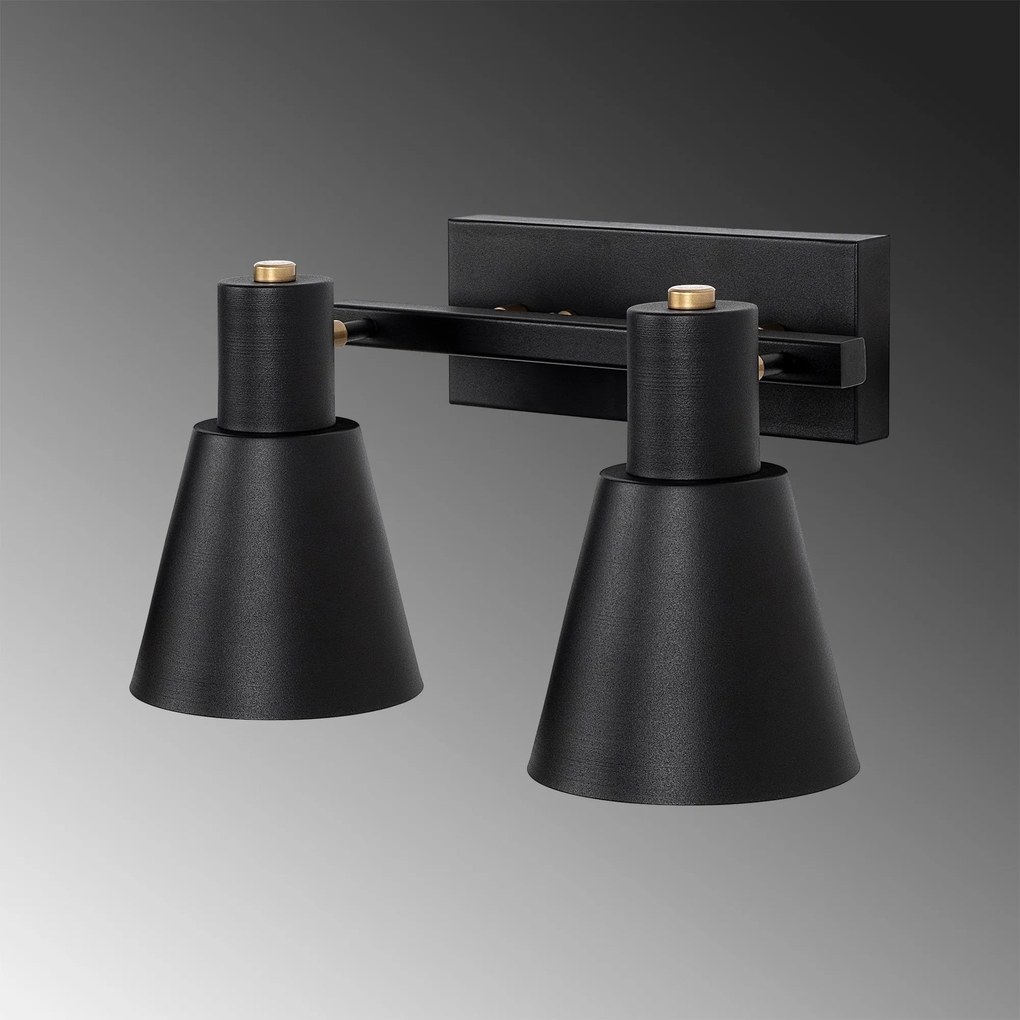 Candeeiro de Parede Funnel – Preto e Dourado – 38 x 21 x 21 cm
