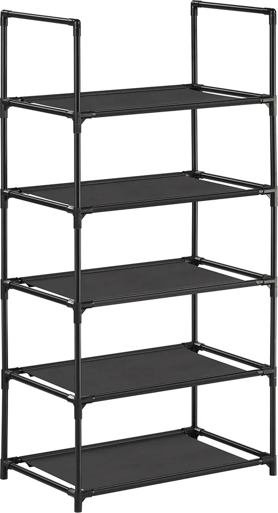 Estante para sapatos com 5 prateleiras 45 x 28 x 89 cm em tecido não tecido Preto