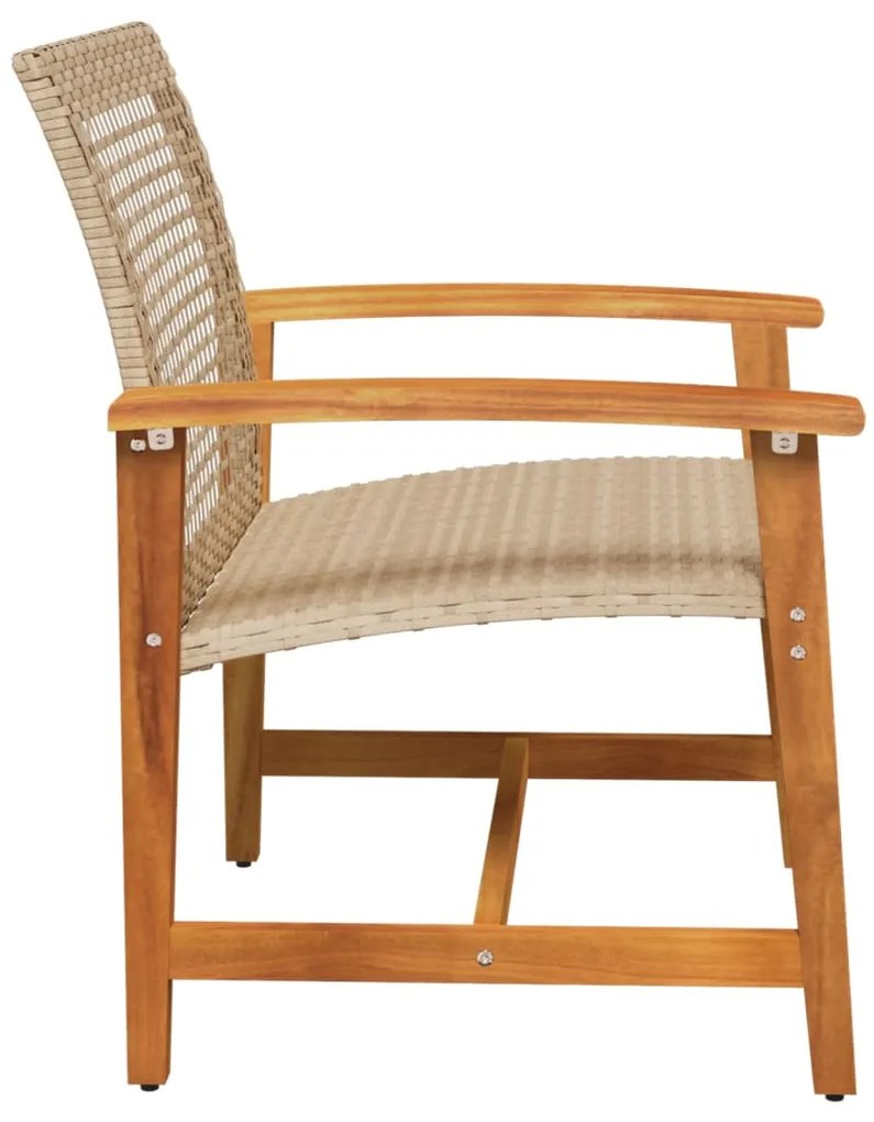 Cadeiras de jardim 2 pcs vime PE/madeira de acácia maciça bege