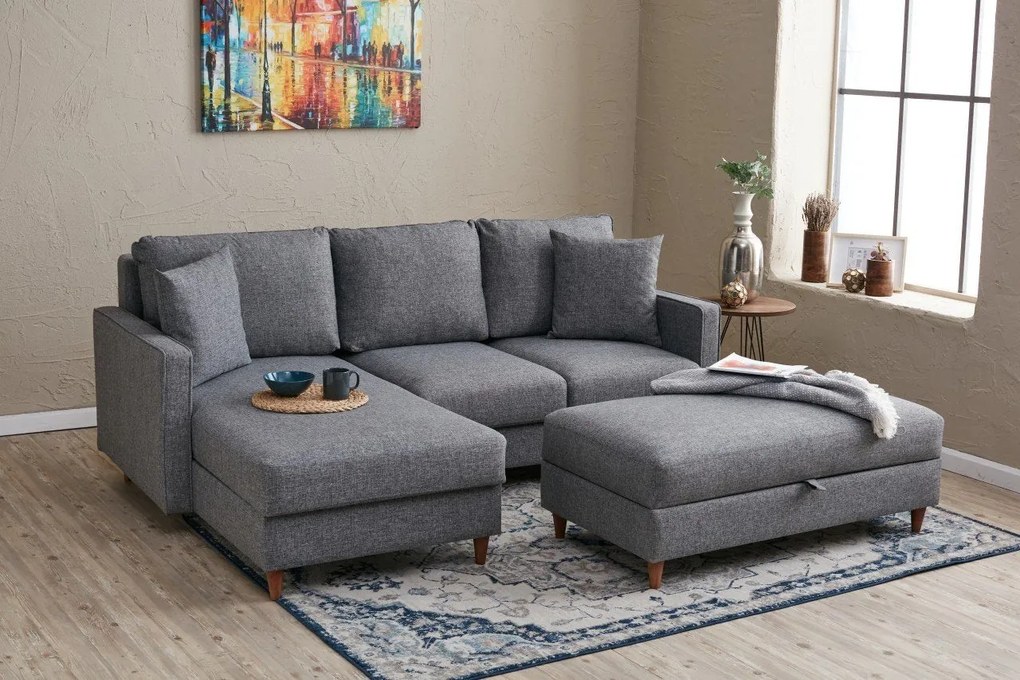 Sofá de Canto Eva – Cinza – 210x82x195 cm