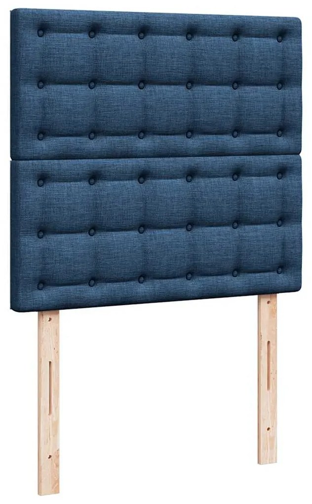 Estrutura de cama otomana com colchão tecido azul 90x200cm