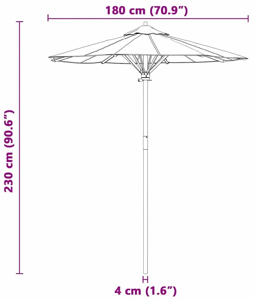 Parasol de Jardim Cinza Escuro 180x230 cm Bambu