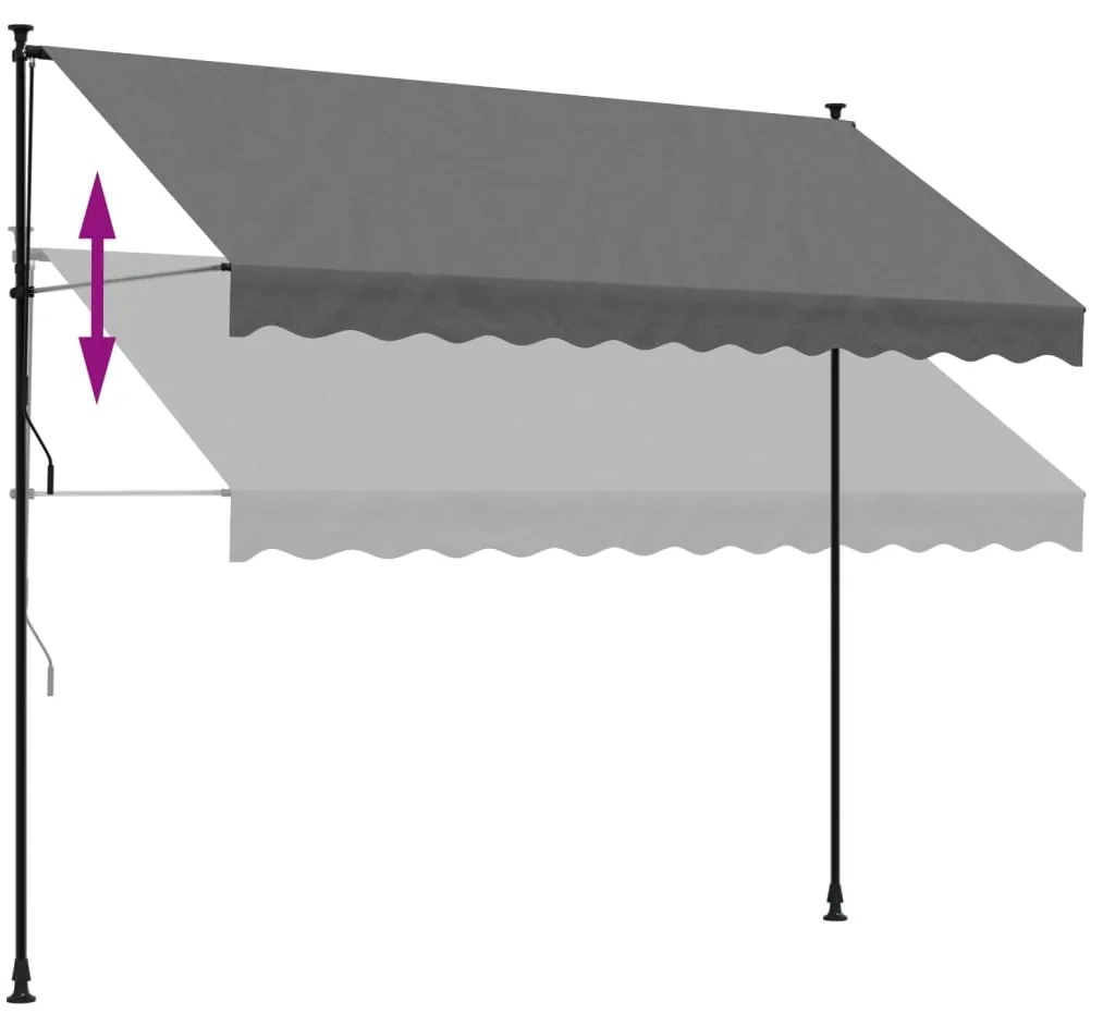 Toldo retrátil 300x150 cm tecido e aço antracite