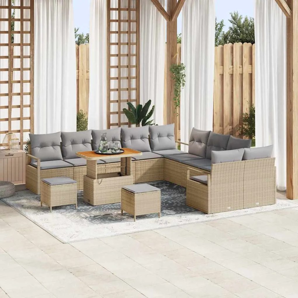 vidaXL Conjunto de Sofá de Jardim 13 pcs Bege, Cinza Claro
