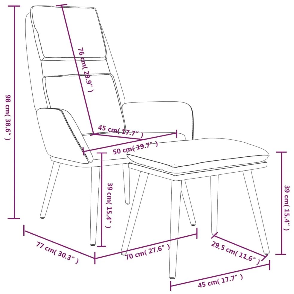 Poltrona Gale de Descanso com Apoio de Pés - Cinzento Claro - Design N
