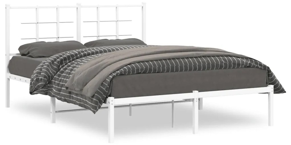 vidaXL Estrutura de cama com cabeceira 140x190 cm metal branco