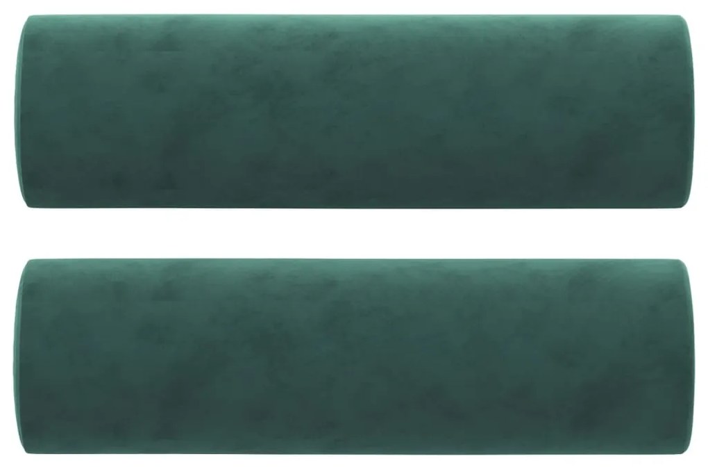 Sofá 3 lug. c/ almofadas decorativas 180 cm veludo verde-escuro