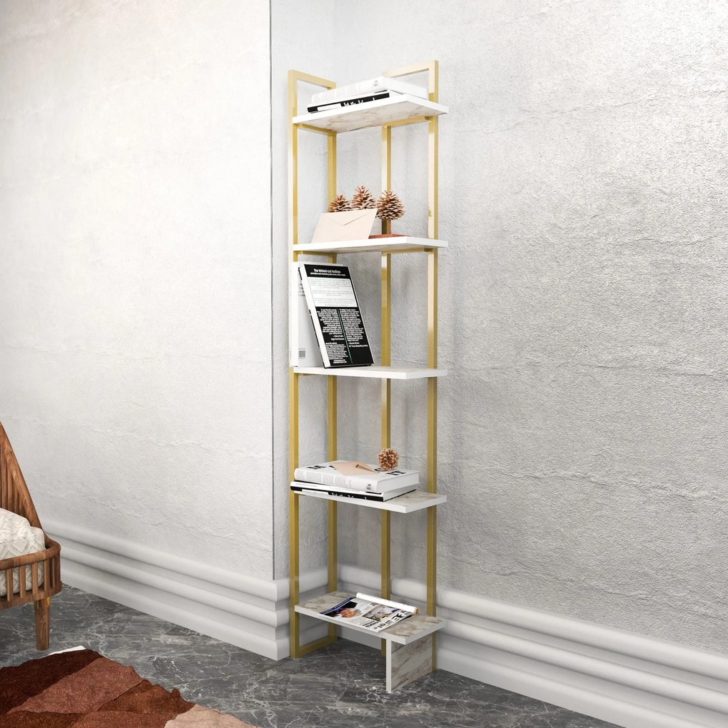Estante Alice – Branco e Dourado – 45,2x21,6x180 cm