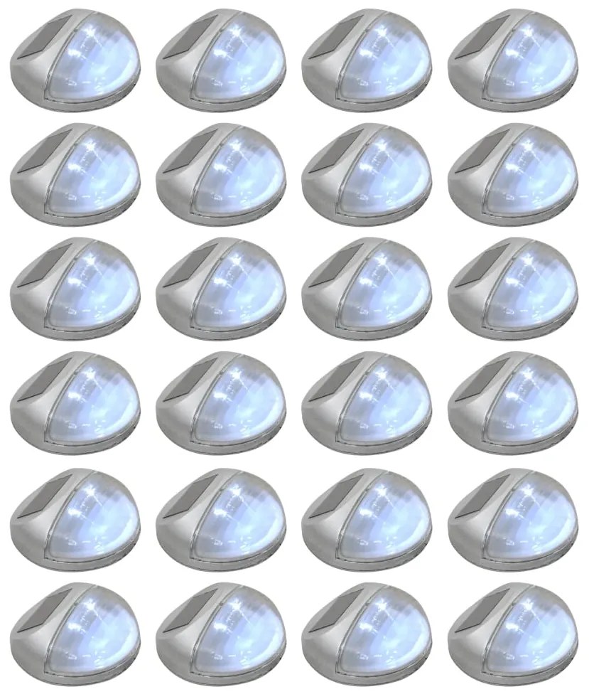 Candeeiro de parede solar LED exterior 24 pcs prateado redondo