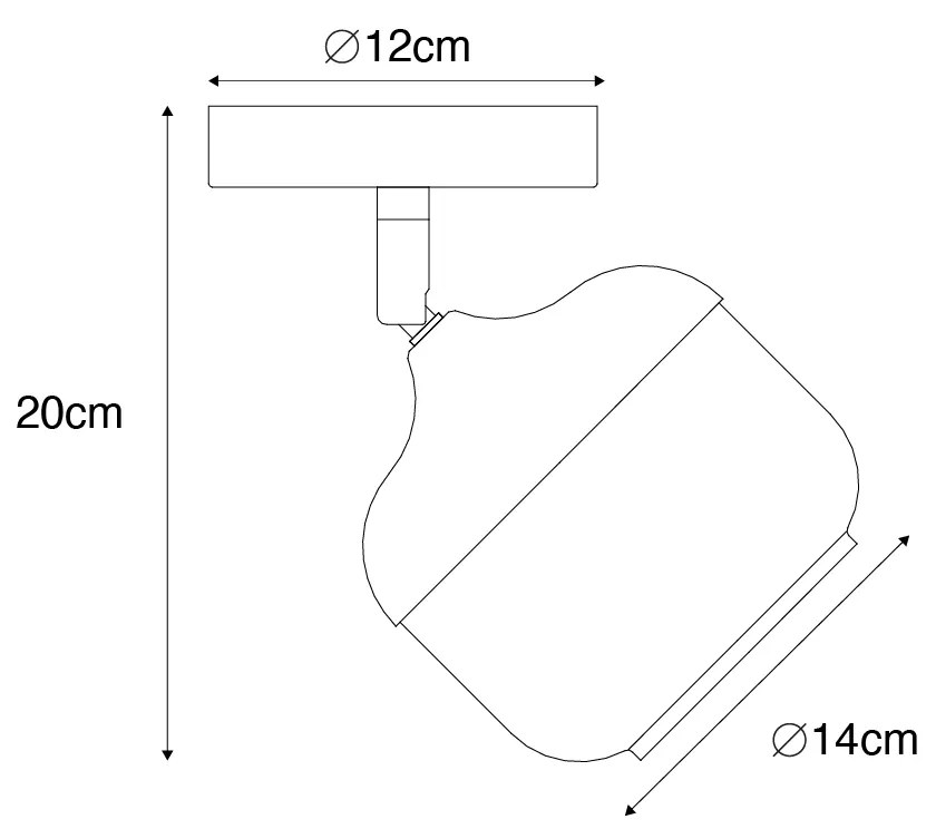 Foco de teto design preto com dourado e vidro fumê - Kyan