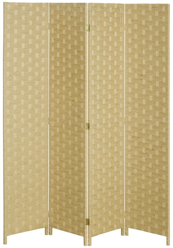 Biombo Separador de Ambientes de 4 Painéis 159,5x169,5cm Divisor de Ambientes Dobrável de Corda de Papel Decoração Elegante para Dormitório Sala de Es
