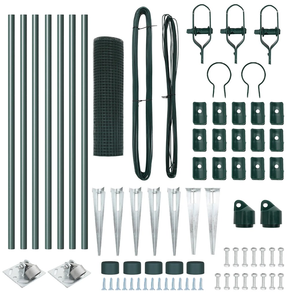 Cerca de Arame Soldado com 7 Estacas Verdes 0.6x10 m Aço