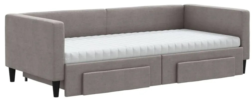 Sofá-cama c/ gavetão/gavetas 90x200 cm tecido cinza-acastanhado