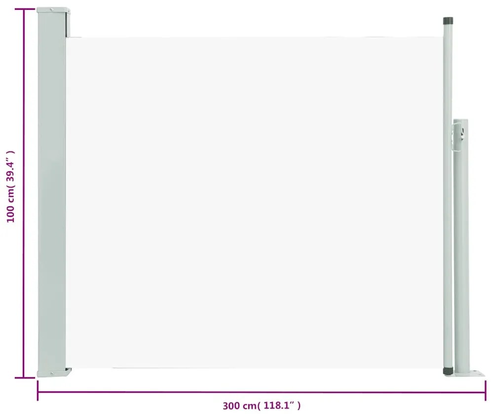 Toldo lateral retrátil para pátio 100x300 cm creme
