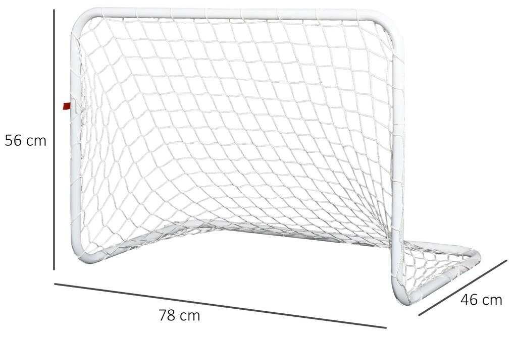 Conjunto de 2 mini gols de futebol com rede Tetrolon para a prática de futebol 78x46x 56cm Branco