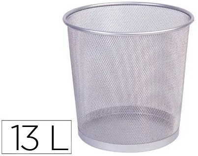 Cesto de Papeis Q-Connect de Rede Metálico Prata Capacidade 13 Litros 28x26,5 cm