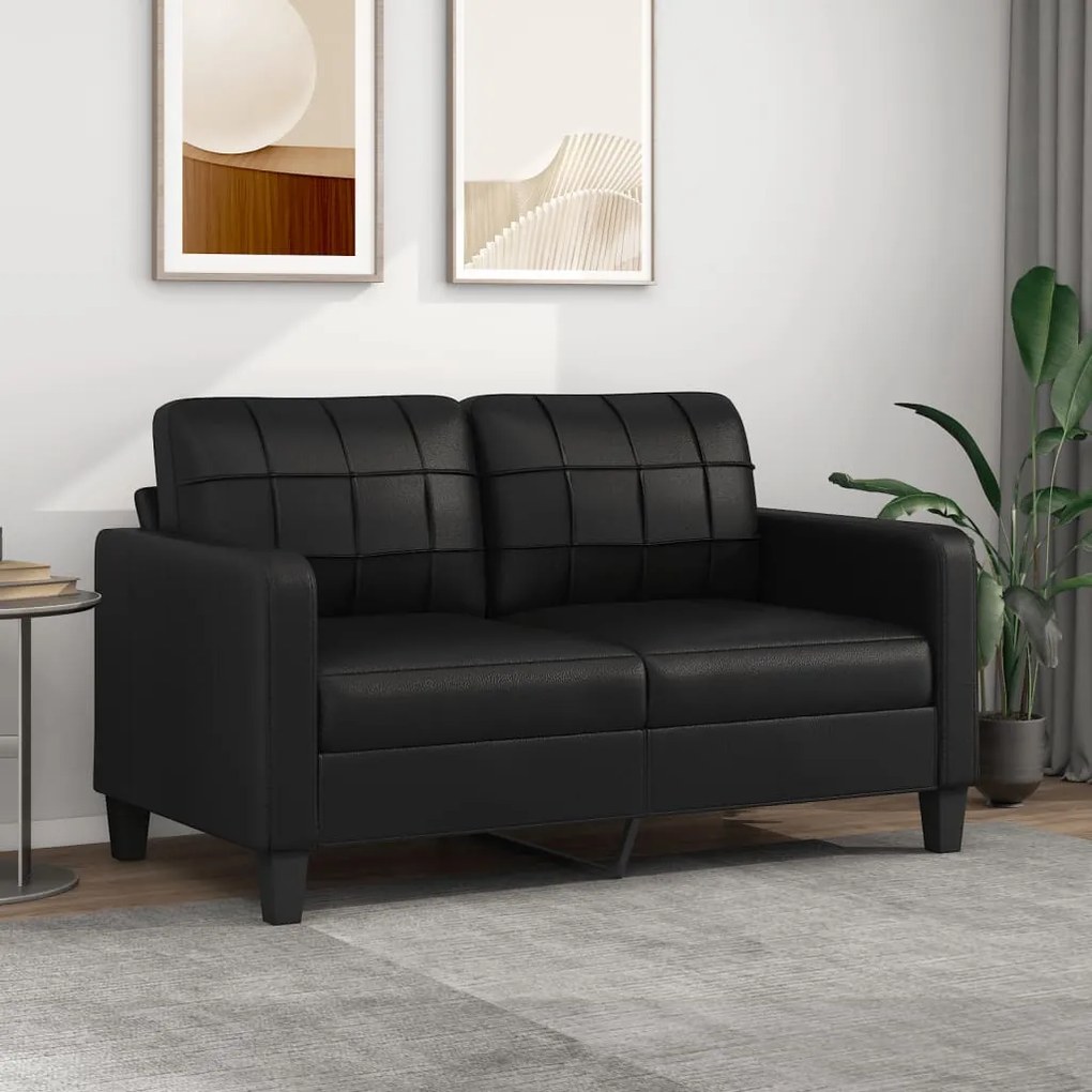 359117 vidaXL Sofá de 2 lugares 140 cm couro artificial preto