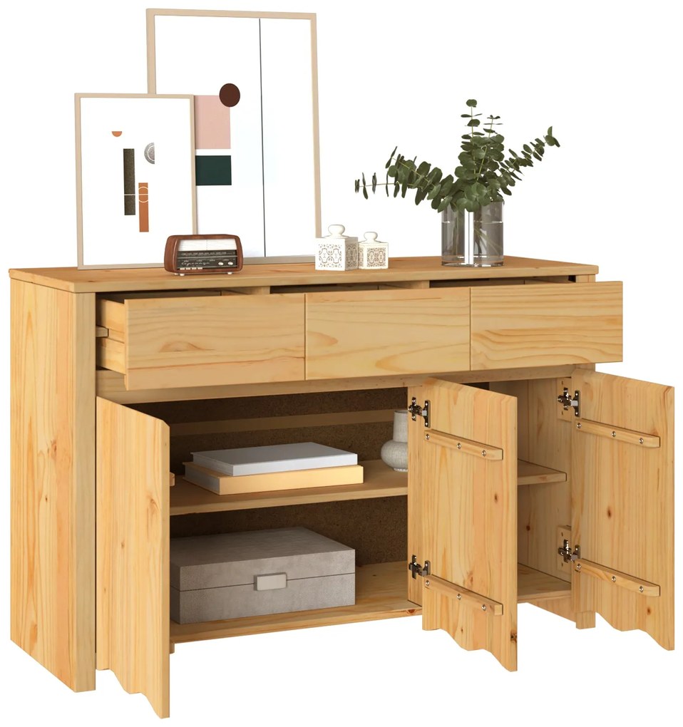 Buffet vidaXL "DRAMMEN" 114x43x75,5 cm Madeira Sólida de Pinheiro