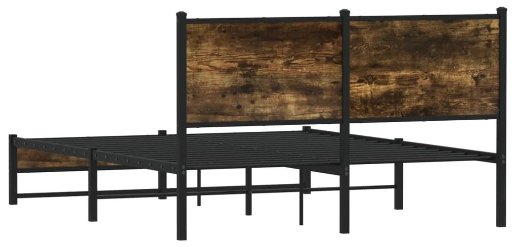 Estrutura de cama sem colchão 140x190 cm metal carvalho fumado