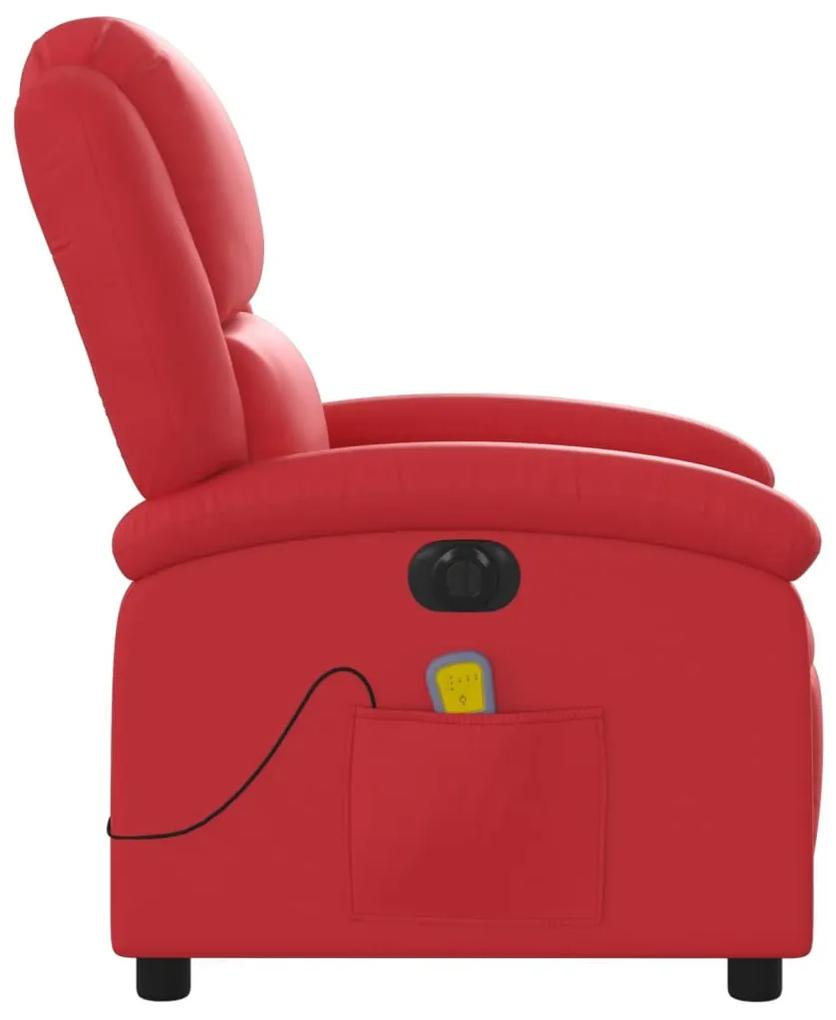 Poltrona massagens reclinável elétrica couro artif. vermelho