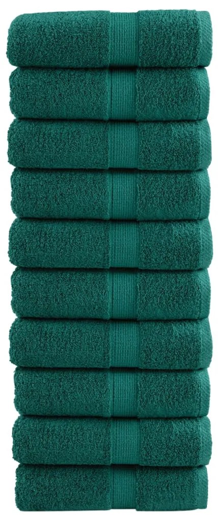 vidaXL Toalhas de rosto premium SOLUND 10 unidades verde 30x30 cm 600 g/m²