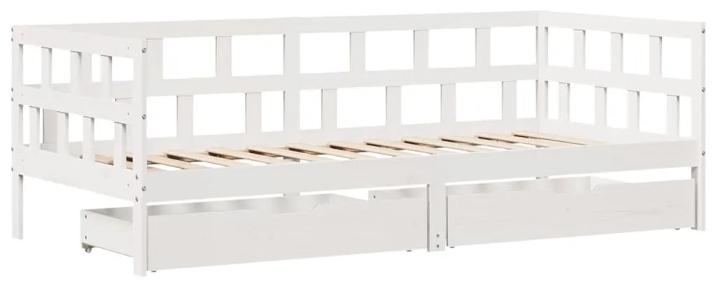 Sofá-cama c/ gavetas 90x200cm madeira de pinho maciça branco