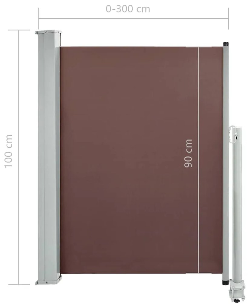 Toldo lateral retrátil para pátio 100x300 cm castanho