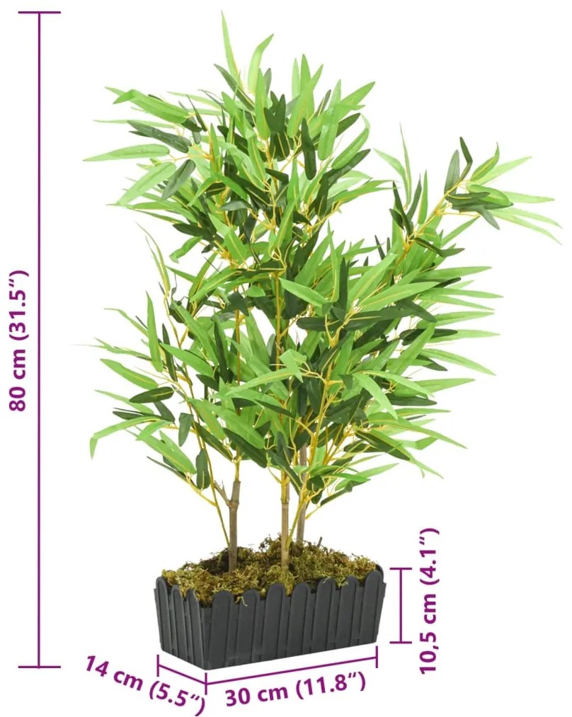 Árvore de bambu artificial 500 folhas 80 cm verde