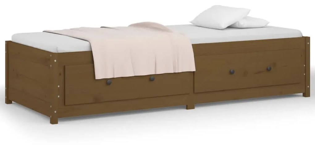 Sofá-cama solteiro pequeno 75x190 cm pinho maciço castanho mel