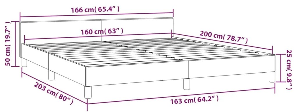 Estrutura de cama 160x200 cm tecido castanho-escuro