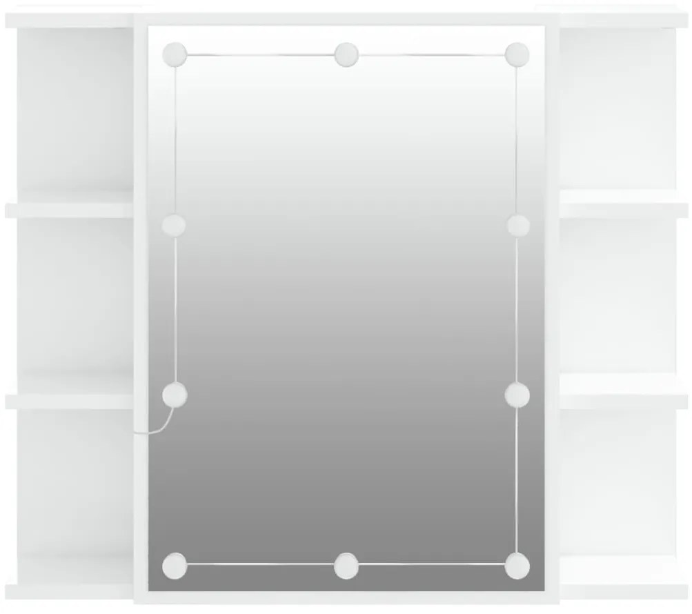 Armário espelhado com LED 70x16,5x60 cm branco brilhante