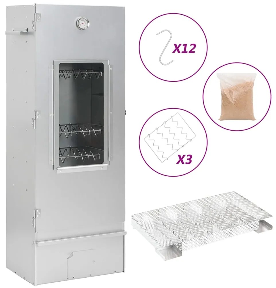 Defumador p/ churrasqueira c/ gerador fumo frio aço galvanizado